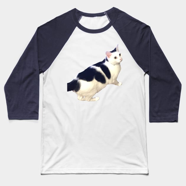 Cute Black & White Cat Baseball T-Shirt by Tatsu_chan